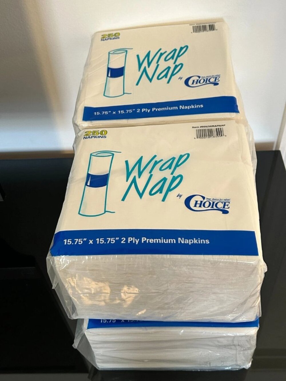 Choice WrapNap 16" x 16" White 1/4 Fold 2-Ply Dinner Napkin - 250/Case (4 PACKS)